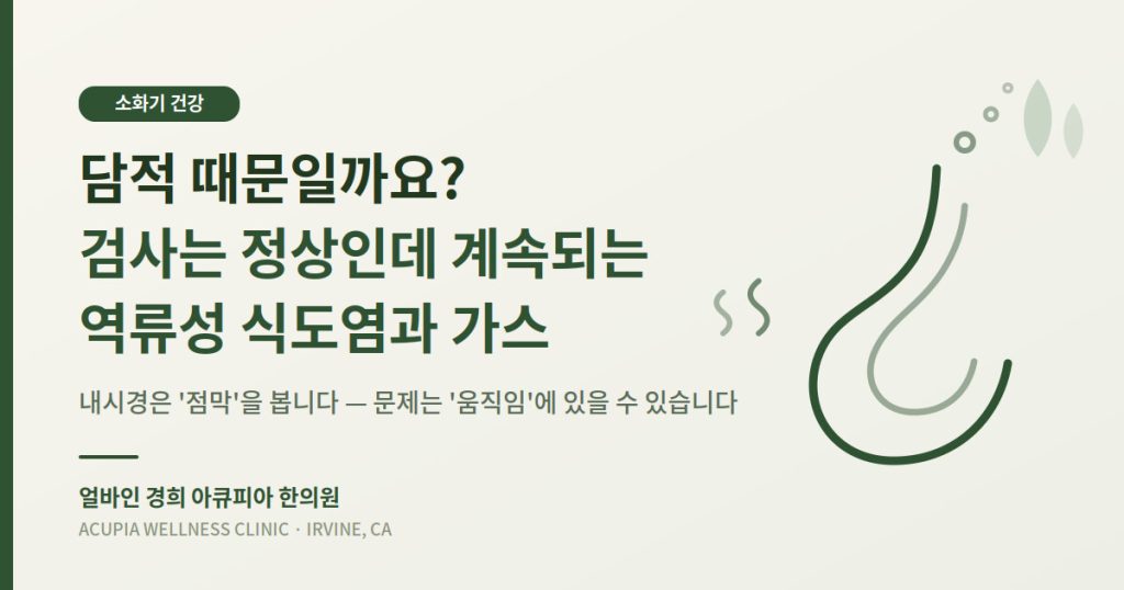 담적 증상 역류성 식도염 한의학 칼럼 - 얼바인 경희 아큐피아 한의원